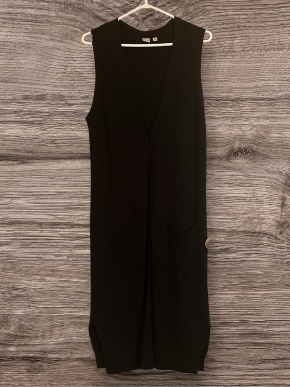 Twik Sleeveless Long Knit Vest Duster cardigan - Black